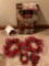 Two moose decor Christmas, wreaths, bows, and miscellaneous Christmas