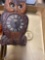 Brass desk paper organizer, owl clock