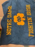 Fighting Irish Notre Dame game blanket and binoculars vintage