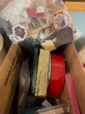 box of Craft items, stamps, sewing items