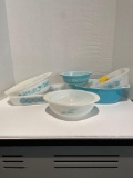 6 pcs Pyrex blue dishes