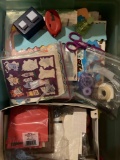 Miscellaneous scrapbooking items- paper, stickers, punches, scissors