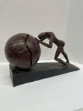 Strong Sportsman sculpture, wood & resin