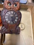 Brass desk paper organizer, owl clock