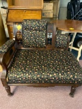 gossip bench/parlor chair with rolling wheels
