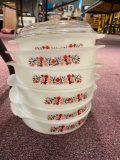 6 Fire King Primrose casserole dishes, 1 with lid