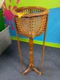 wooden and wicker plant stand, 36in tall