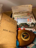 Army recipe book, Air Force plaque, old Army letters