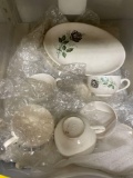 USA pottery dish set with roses