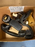 vintage dial kneehole desk phone with bell and modern plug adapters system