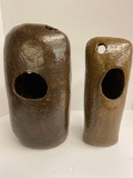 Pr weird pottery vases tallest 12 inches