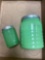 Jadeite glass tea jar and salt shaker