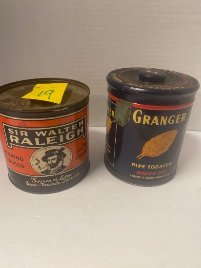 lot of 2 pipe tobacco tins sir Walter Raleigh and Granger