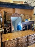 headboard full, dresser with mirror and chest