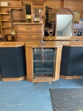 Scott speakers, Sony turn table, Scott equalizer, and other Scott stereo items in cabinet, Sony