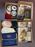 4 flats of Jewelry, cosmetic bags, and miscellaneous