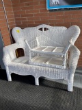 Wicker loveseat & table