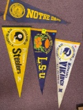vintage athletic pennants, Pittsburgh, LSU, Minnesota, Notre Dame