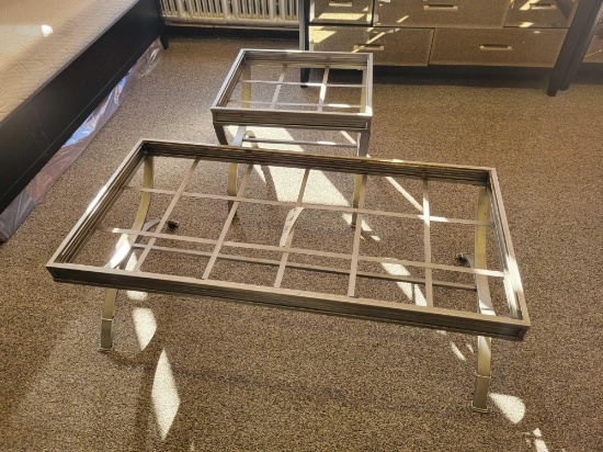 Metal frame patio table and coffee table, no glass