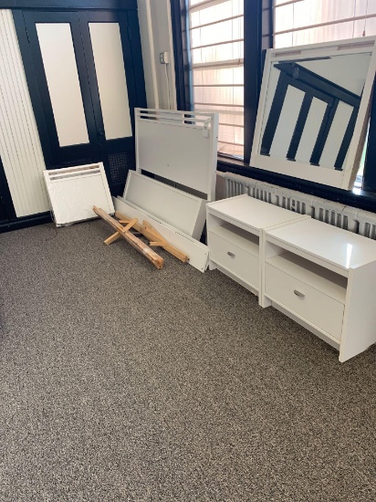 Double bed, two end stands and mirror