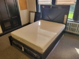 4 piece queen size bedroom suite with mattress/box spring, frame, mirror, dresser, night stand,