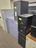 Lateral file and 3 small file cabinets