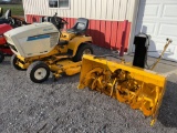 Cub cadet 1863 riding mower with 54 inch mowing deck & 48 inch snowblower attachment. 984 hours.