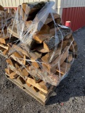 Pallet of split firewood.