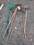 Outdoor Tools - 4 Rakes, 2 Edgers, 1 Hoe, 1 Brush, 1 Squeegee