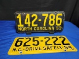 North Carolina 1953 and 1954 license plates