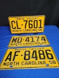 North Carolina (2) 1956 and 1958 license plates