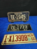 2 1968 Tennessee trailer and 1966 Nebraska license plates