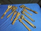 Barcalo, Diamond, Stillson, assorted pipe wrenches and cresent wrenches