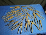 Box lot of pliers, cutters, needle nose pliers
