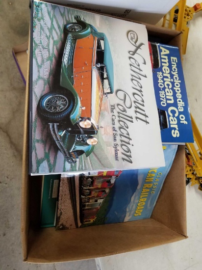 2 boxes books, trains and automobiles related