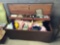 Lane cedar chest, baby shoes, bottles, baby clothing