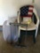 Outdoor chairs American flag, laundry baskets, drying rack