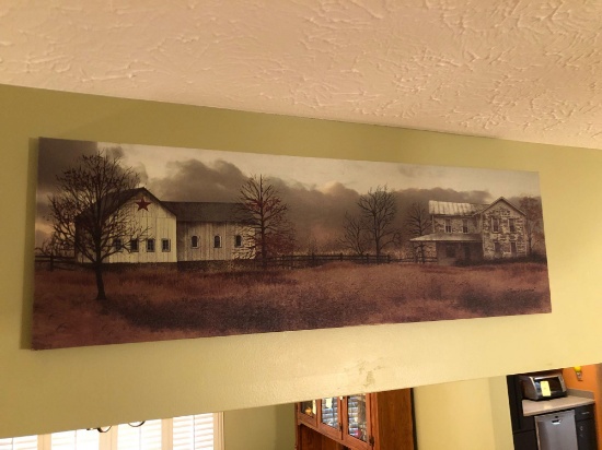 Billy Jacobs peaceful Homestead print on canvas, framed oak tree sunrise print