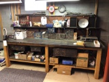 Hardware, lights, electrical cords, radio, hardware, contents only of work bench