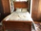Queen size oak bed w/ mattress & box spring
