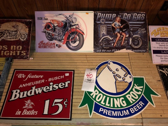 (14) assorted tin signs