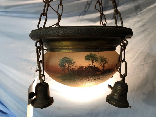 Antique hand painted hanging light