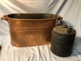 Copper boiler, oil jug