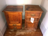 (2) antique oak cupboards