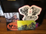 Tin signs, motorcycle books