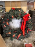 5 ft wide Christmas wreath w/ heavy steel frame