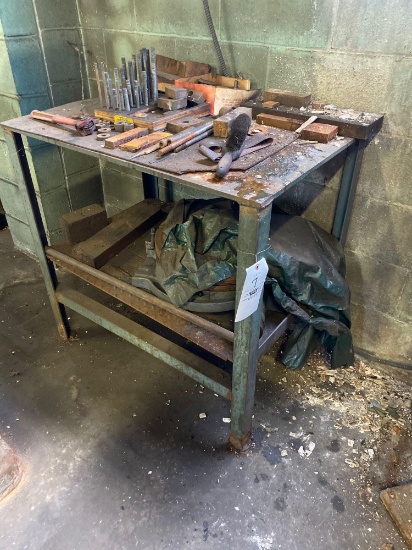 steel work table with tooling