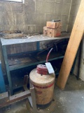 steel shelf and grease bucket