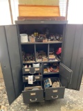 metal cabinet with tooling bits and more