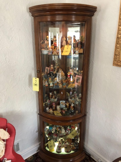 Glass antique corner cabinet